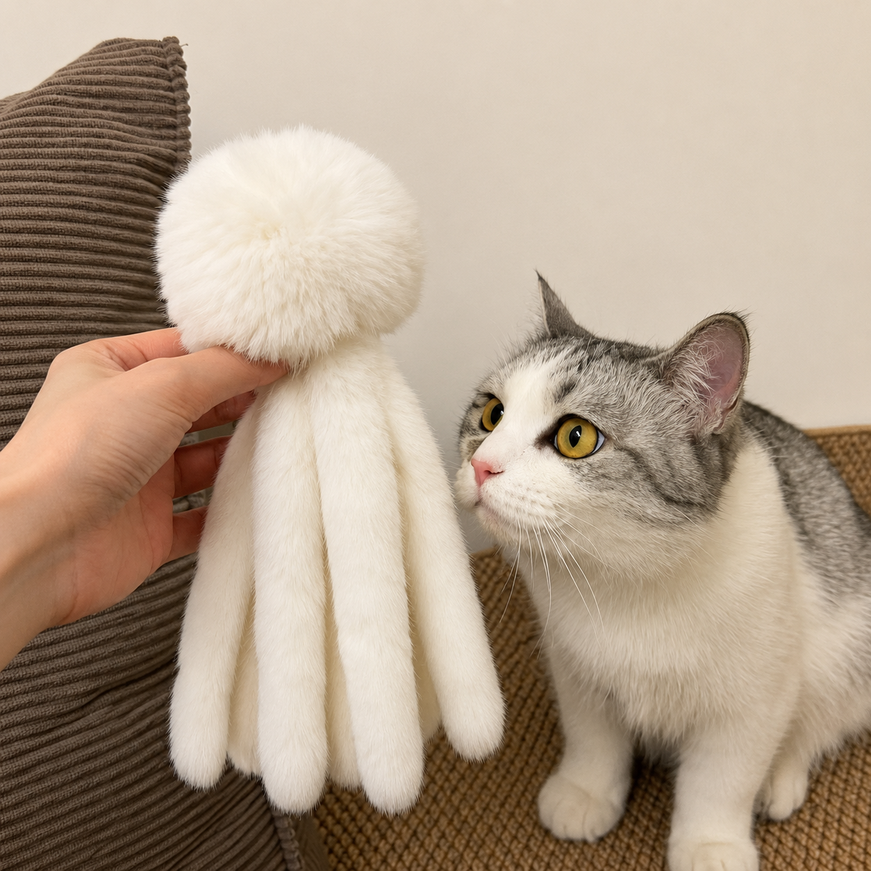 Rabbit Fur Octopus Cat Toy